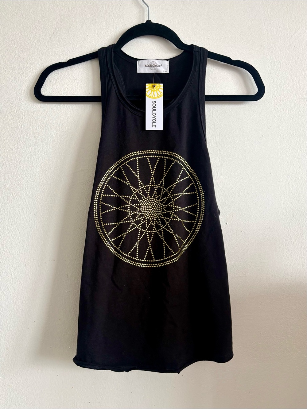 NWT SoulCycle Gold Wheel High-Neck Cotton Tank Top size L